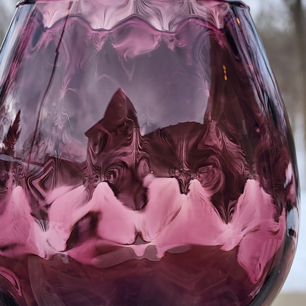 Empoli Italian Glass Optic Glass 10.5" Long Stem Amethyst Snifter Goblet Vase - Picture 4 of 6
